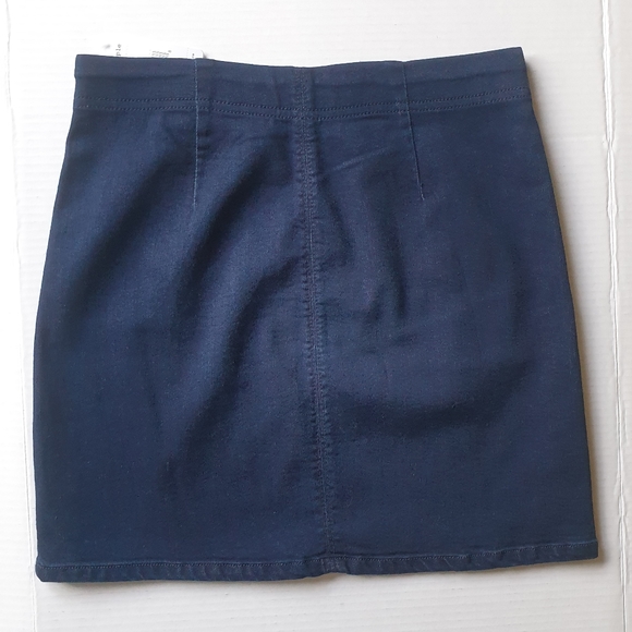 Free People Femme Fatale Mini Dark Denim Blue Split Hem Pull-On Skirt Sz Sm - Picture 7 of 16